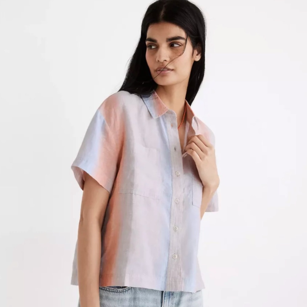 Madewell Linen Beachside shirt in ombré